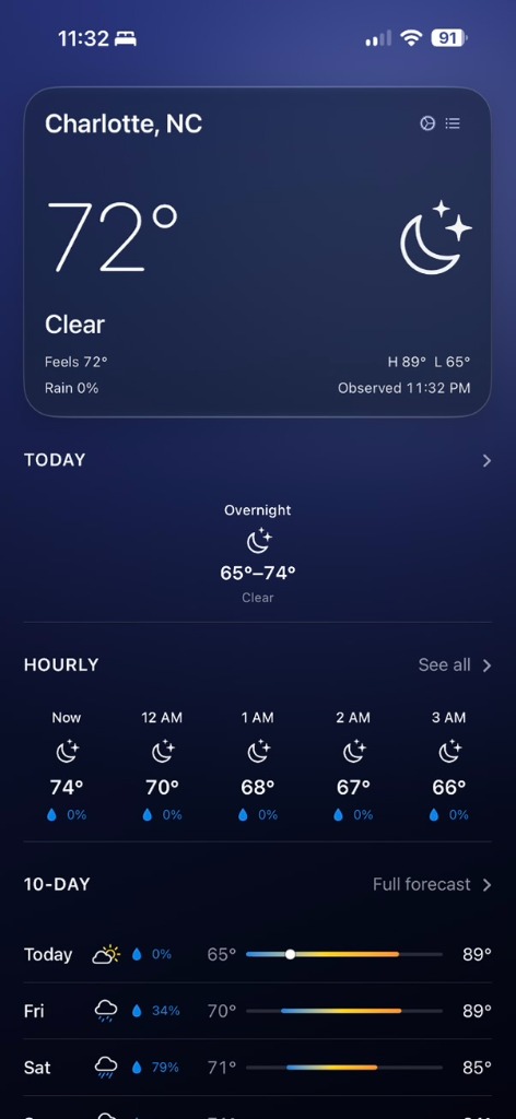 Weather Experience Main Weather Dashboard Screen